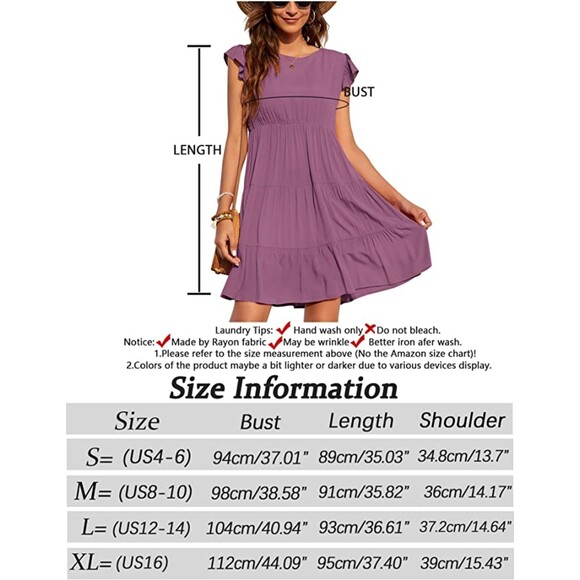 Kaleejoy Ruffle Babydoll Loose Flowy Pleated Dress Sz XL - Picture 5 of 5